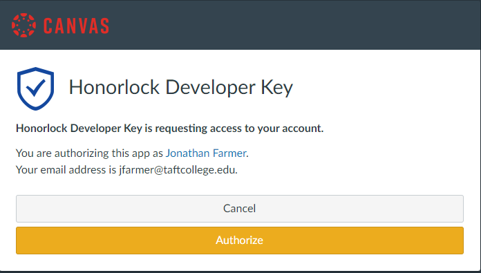 Authoize HonorLock Button