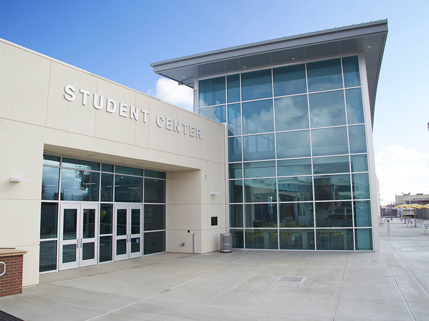 Exterior of Student Center and Cougar Café entrance on south patio.